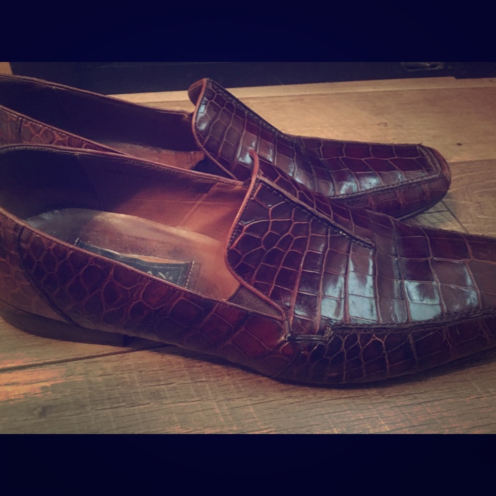 Riley by Mezlan Wine Brown sz13 Caiman Crocodile